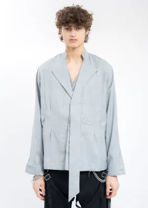Grey Layered Arch Cutting Shirt Jacket