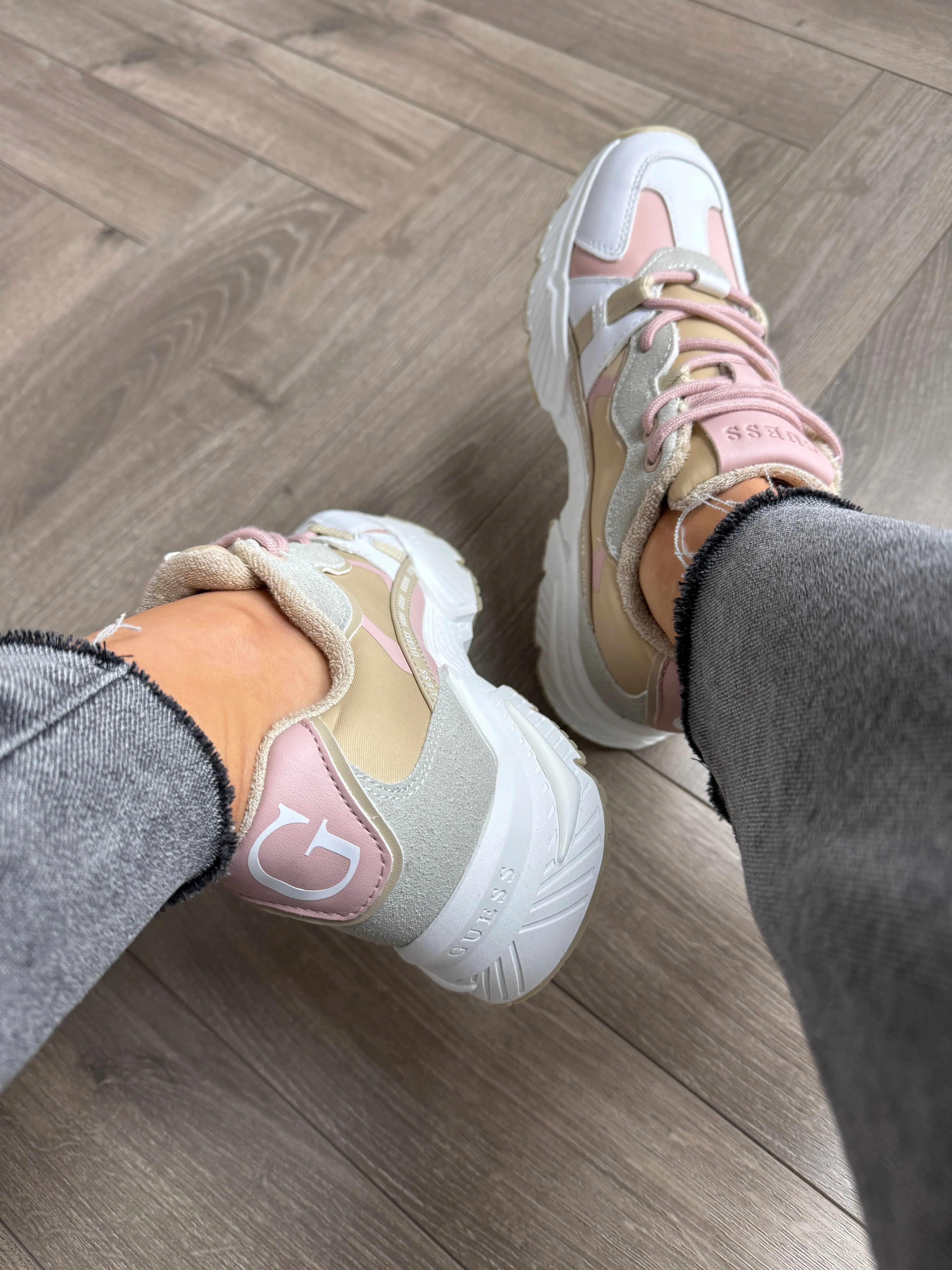 Guess (G22) Chunky Trainer with Nude and Pink Inserts FLJCARELE12 - Whita