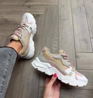 Guess (G22) Chunky Trainer with Nude and Pink Inserts FLJCARELE12 - Whita