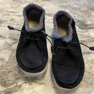Hey Dude Wendy Corduroy Black Slip On Shoes Size 9