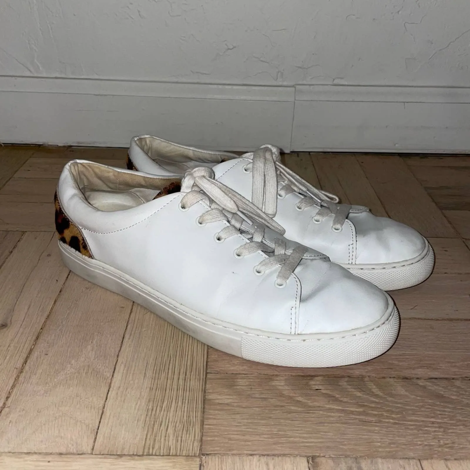 J. Crew Factory Road Trip Leather Lepard Calf Hair Low Top Sneakers (W10)