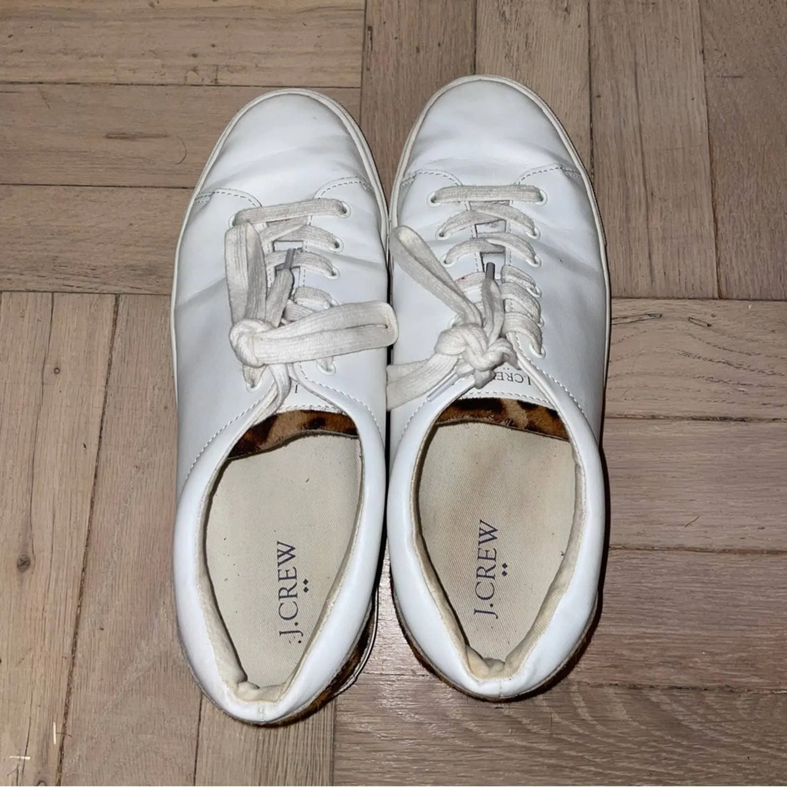 J. Crew Factory Road Trip Leather Lepard Calf Hair Low Top Sneakers (W10)