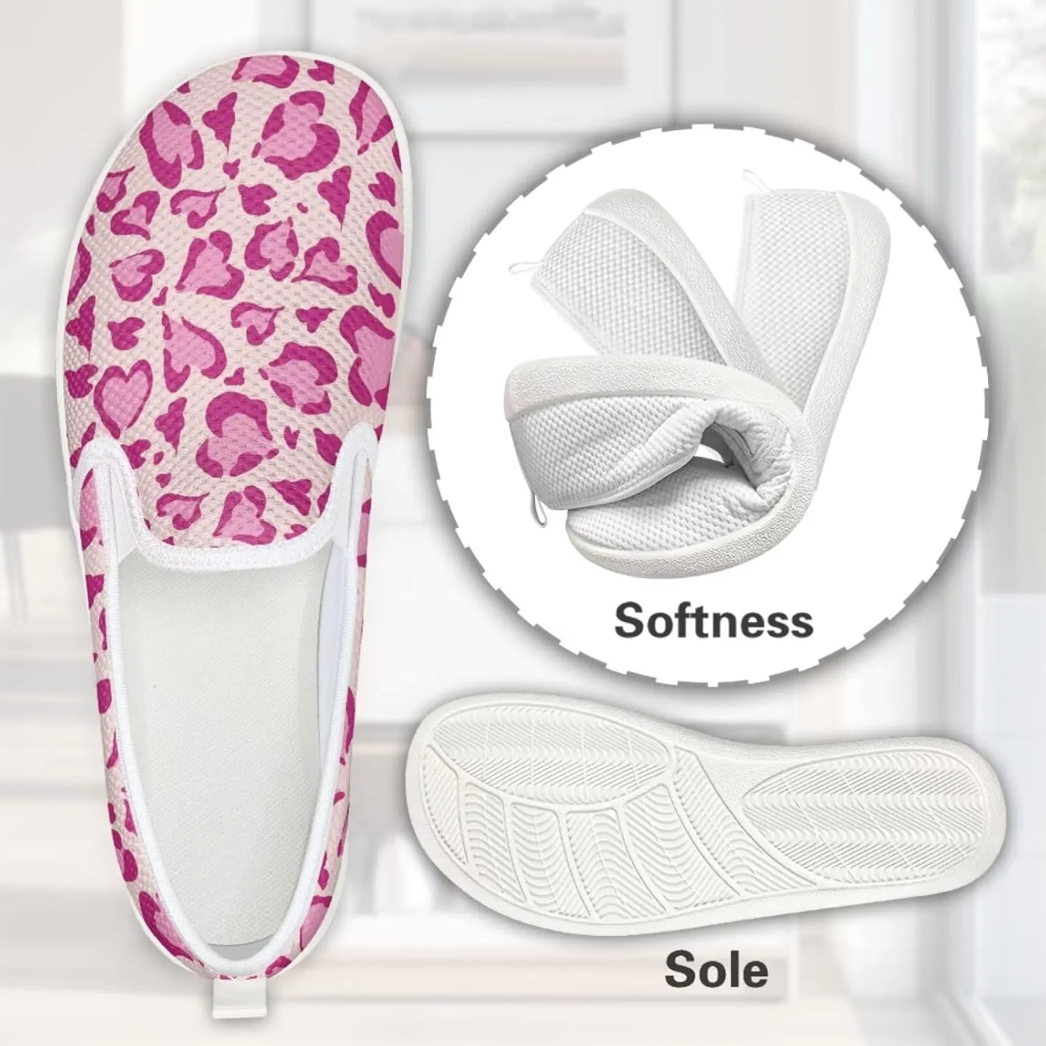 Jeiento Animal Print Casual Shoes for Women Anti-Skid Slip-On Loafers Breathable Walking Shoes