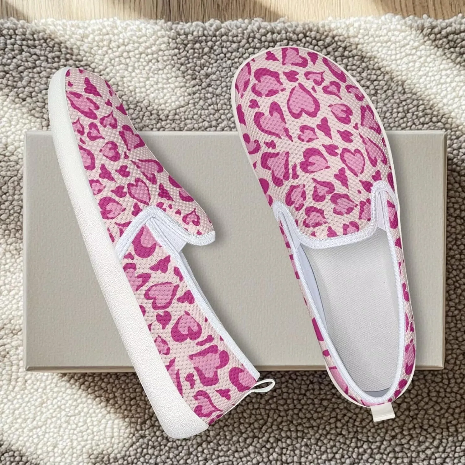 Jeiento Animal Print Casual Shoes for Women Anti-Skid Slip-On Loafers Breathable Walking Shoes