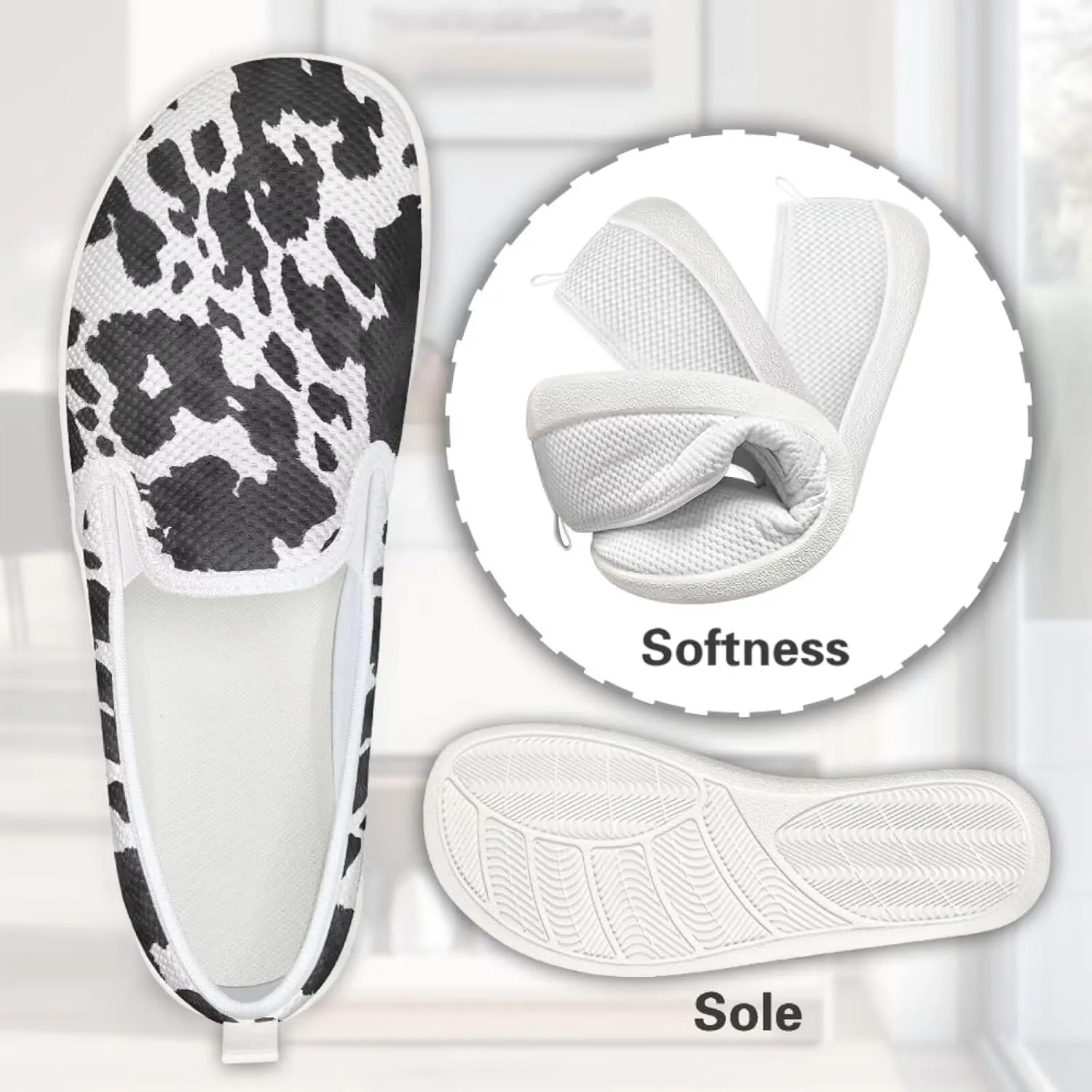 Jeiento Animal Print Casual Shoes for Women Anti-Skid Slip-On Loafers Breathable Walking Shoes