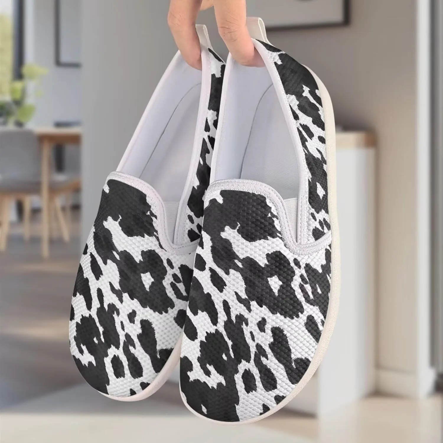 Jeiento Animal Print Casual Shoes for Women Anti-Skid Slip-On Loafers Breathable Walking Shoes