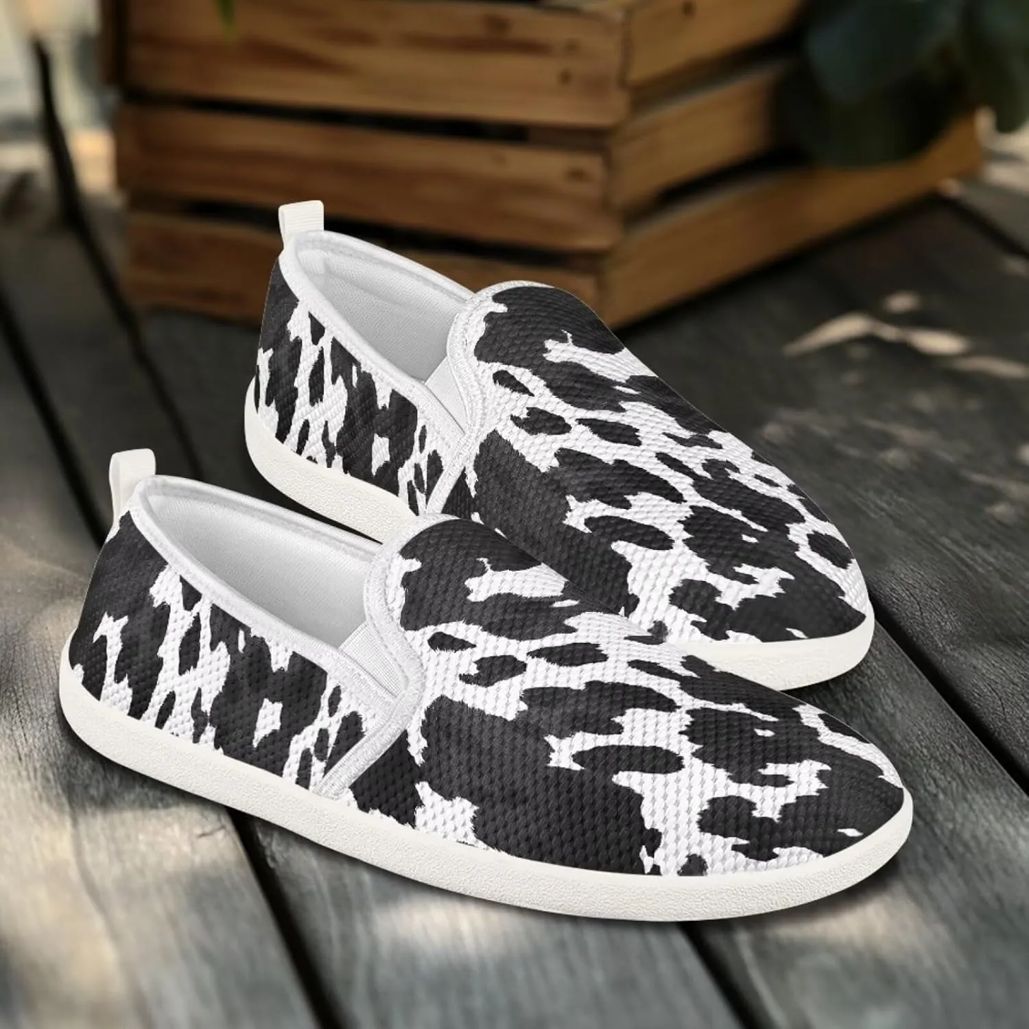 Jeiento Animal Print Casual Shoes for Women Anti-Skid Slip-On Loafers Breathable Walking Shoes