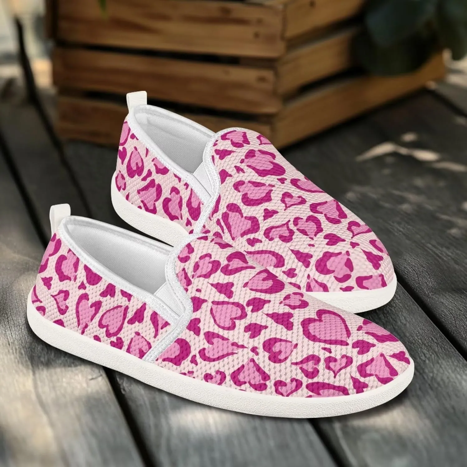 Jeiento Animal Print Casual Shoes for Women Anti-Skid Slip-On Loafers Breathable Walking Shoes