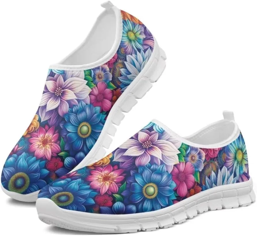 Jeiento Breathable Mesh Walking Shoes for Women Slip-On Loafers Outdoor Running Sneaker Comfort Footwear Trainers Mesh Shoes Walking Flat Shoes