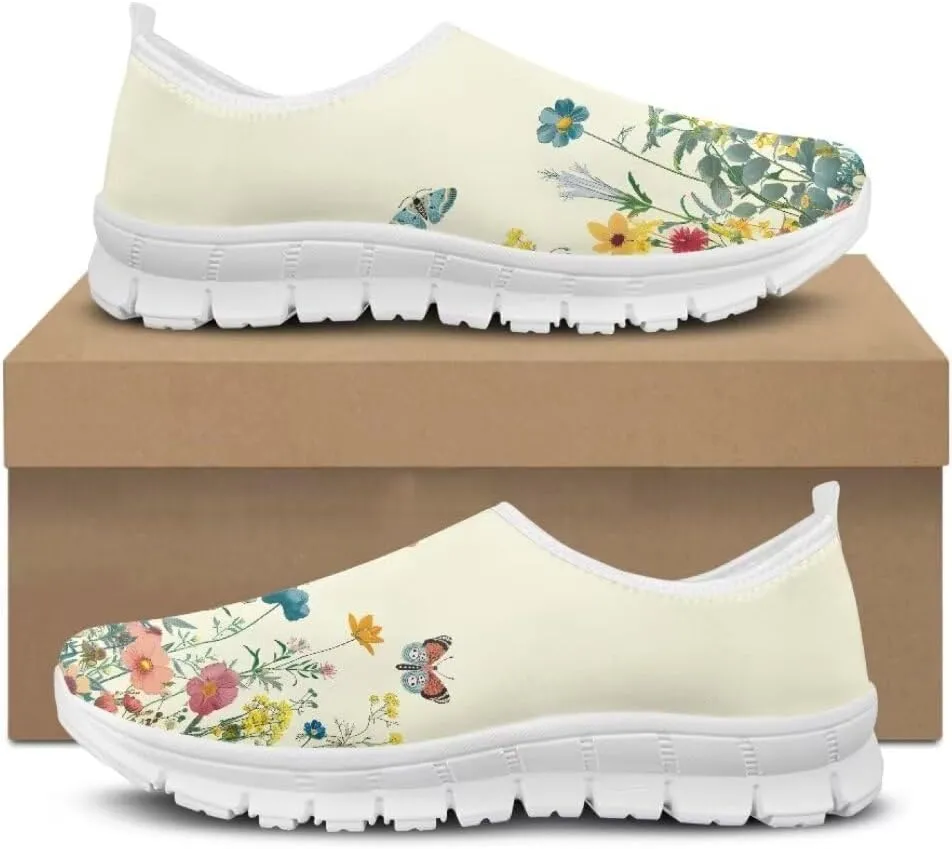 Jeiento Breathable Mesh Walking Shoes for Women Slip-On Loafers Outdoor Running Sneaker Comfort Footwear Trainers Mesh Shoes Walking Flat Shoes