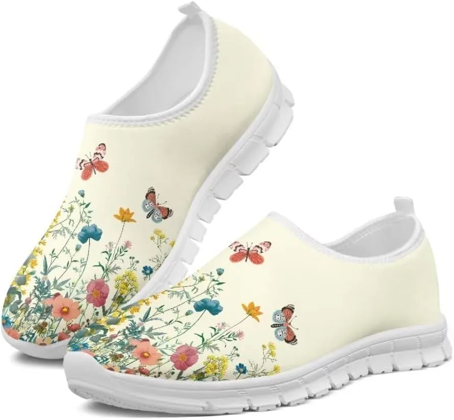 Jeiento Breathable Mesh Walking Shoes for Women Slip-On Loafers Outdoor Running Sneaker Comfort Footwear Trainers Mesh Shoes Walking Flat Shoes