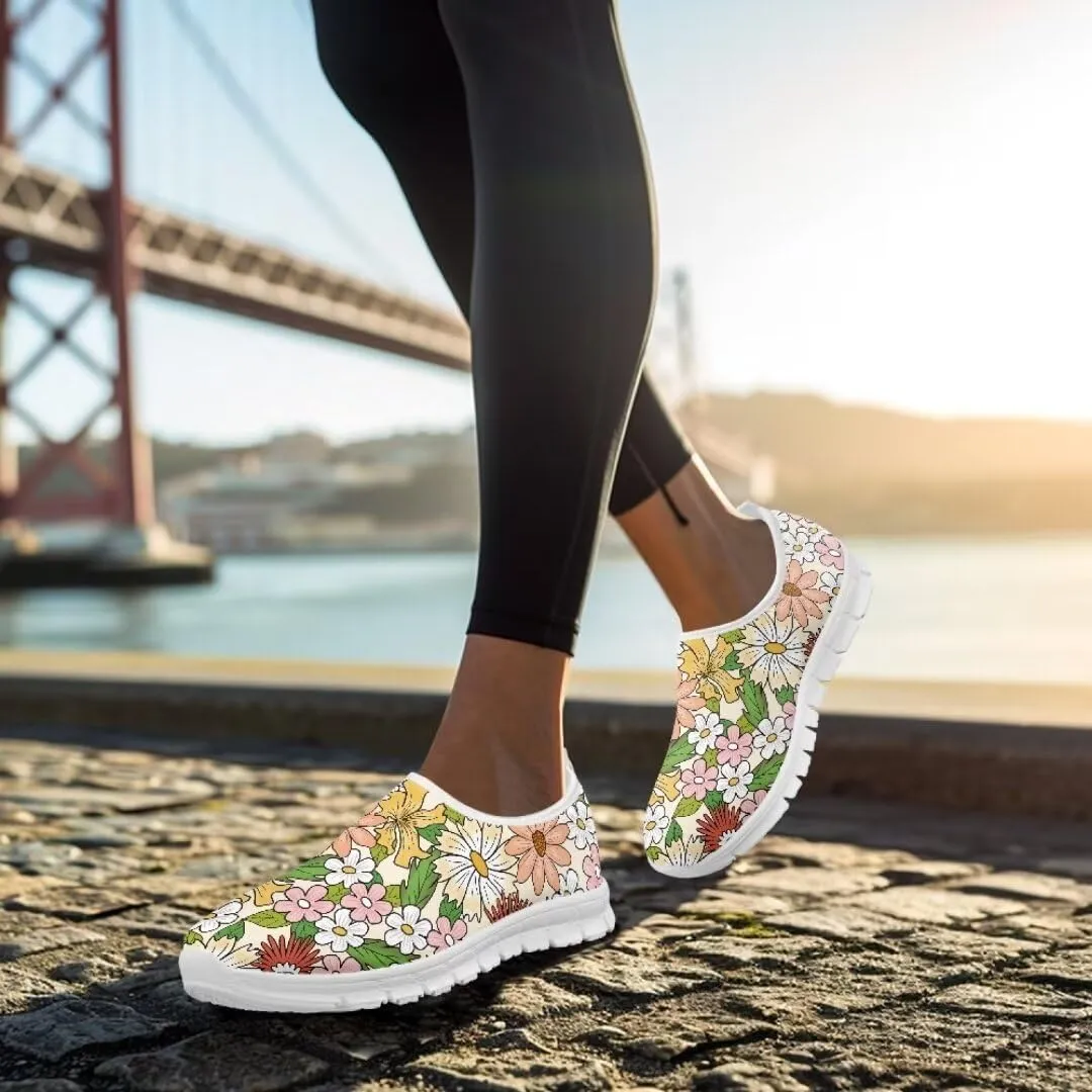 Jeiento Breathable Mesh Walking Shoes for Women Slip-On Loafers Outdoor Running Sneaker Comfort Footwear Trainers Mesh Shoes Walking Flat Shoes