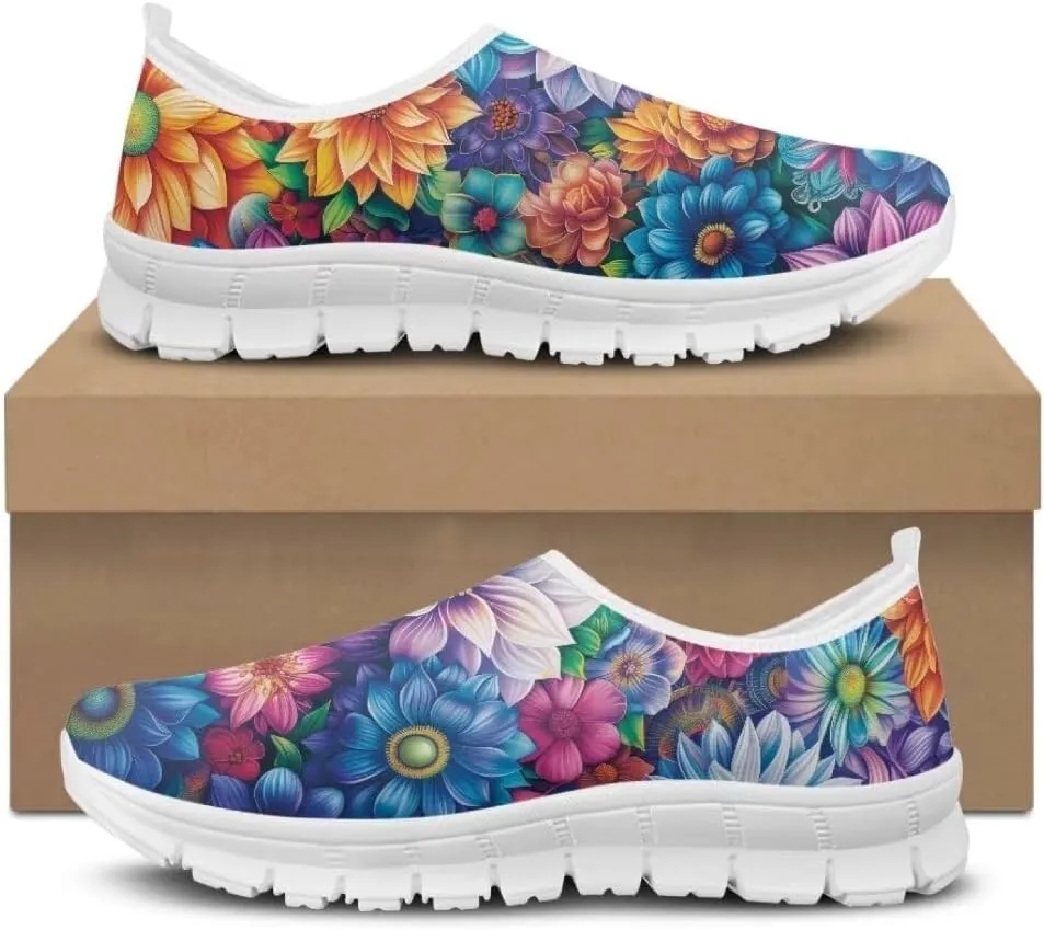 Jeiento Breathable Mesh Walking Shoes for Women Slip-On Loafers Outdoor Running Sneaker Comfort Footwear Trainers Mesh Shoes Walking Flat Shoes