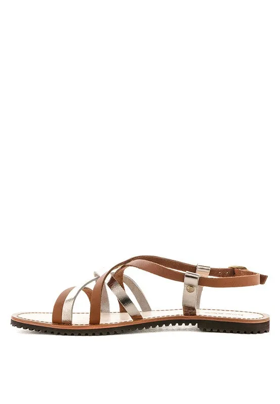June Strappy Flat leather Sandal