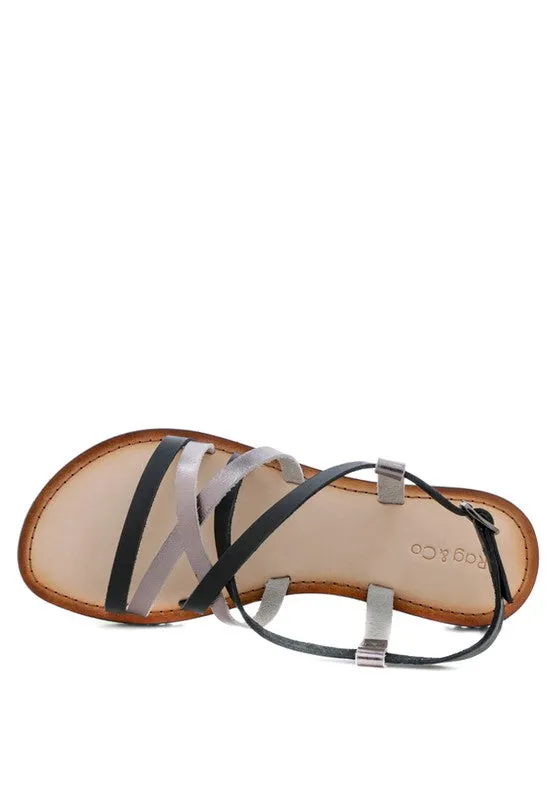 June Strappy Flat leather Sandal