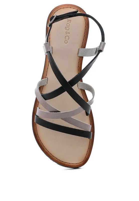 June Strappy Flat leather Sandal
