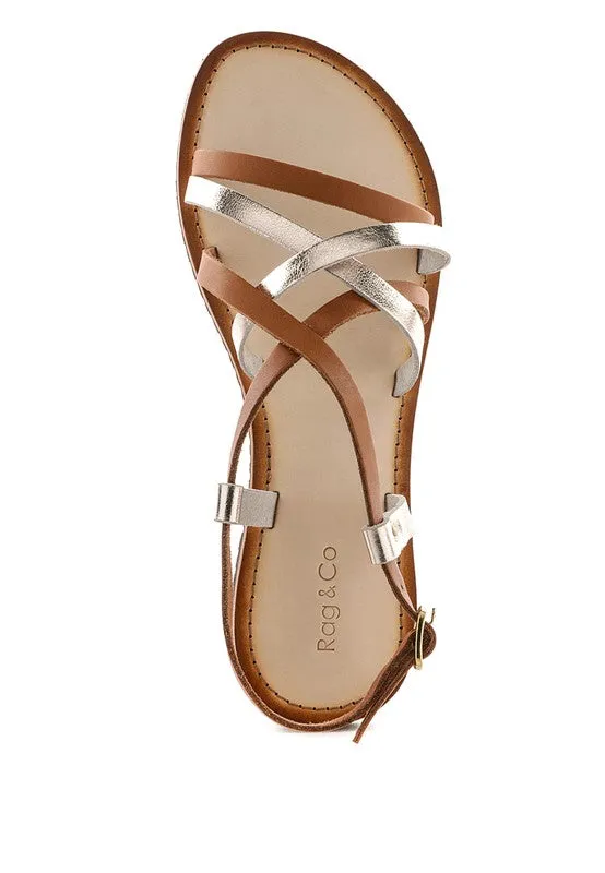 June Strappy Flat leather Sandal