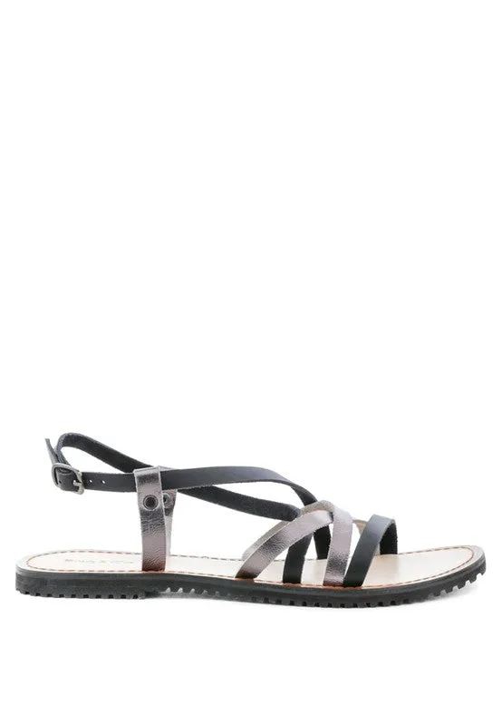 June Strappy Flat leather Sandal