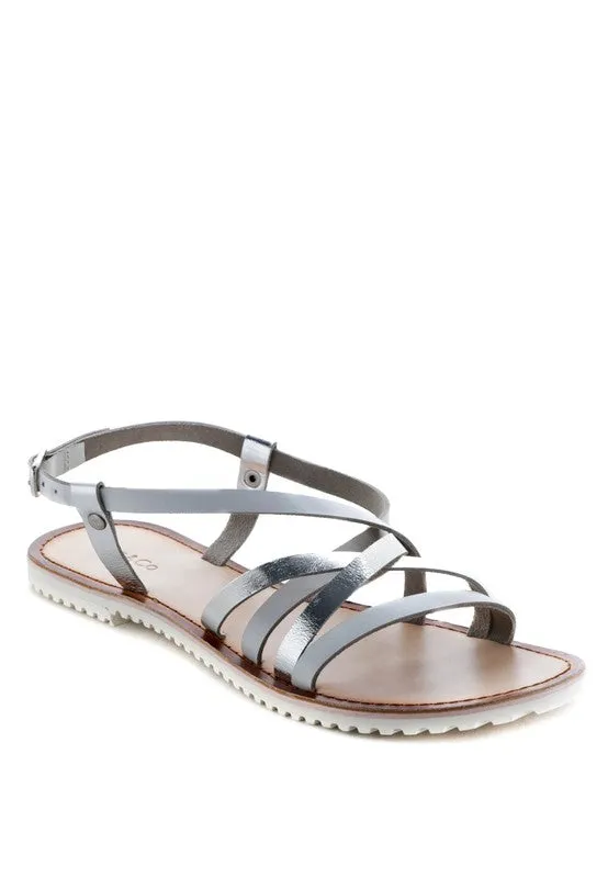 June Strappy Flat leather Sandal
