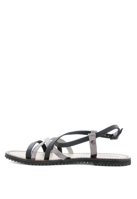 June Strappy Flat leather Sandal