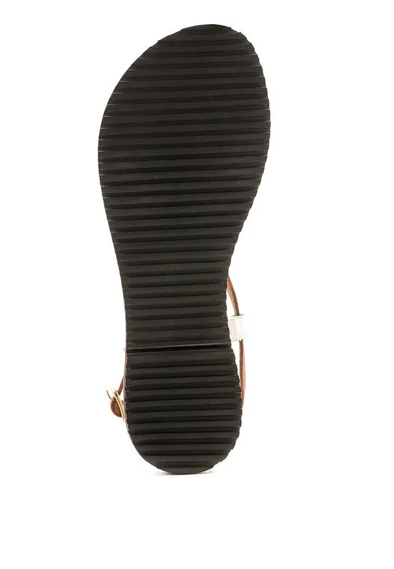 June Strappy Flat leather Sandal