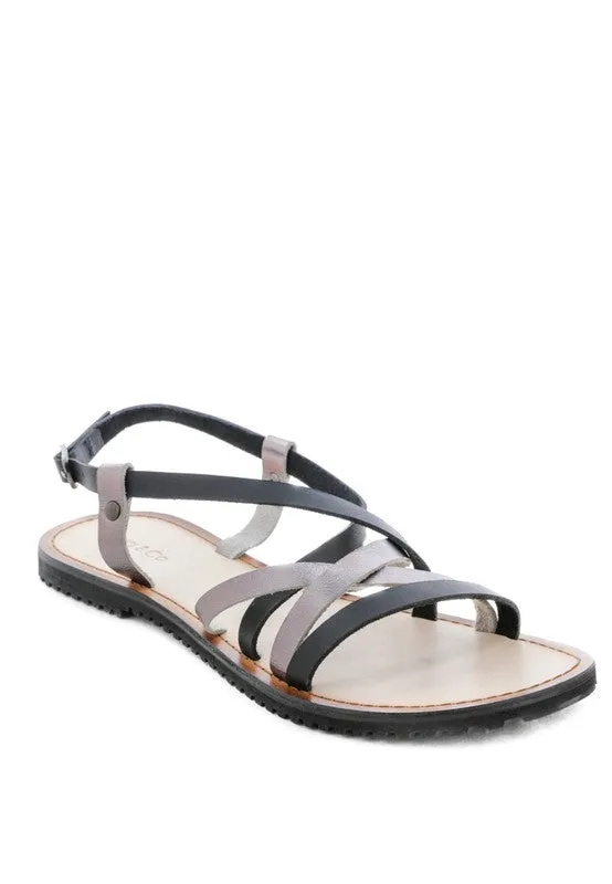 June Strappy Flat leather Sandal
