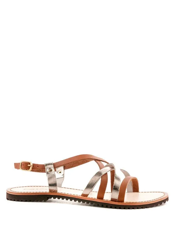 June Strappy Flat leather Sandal