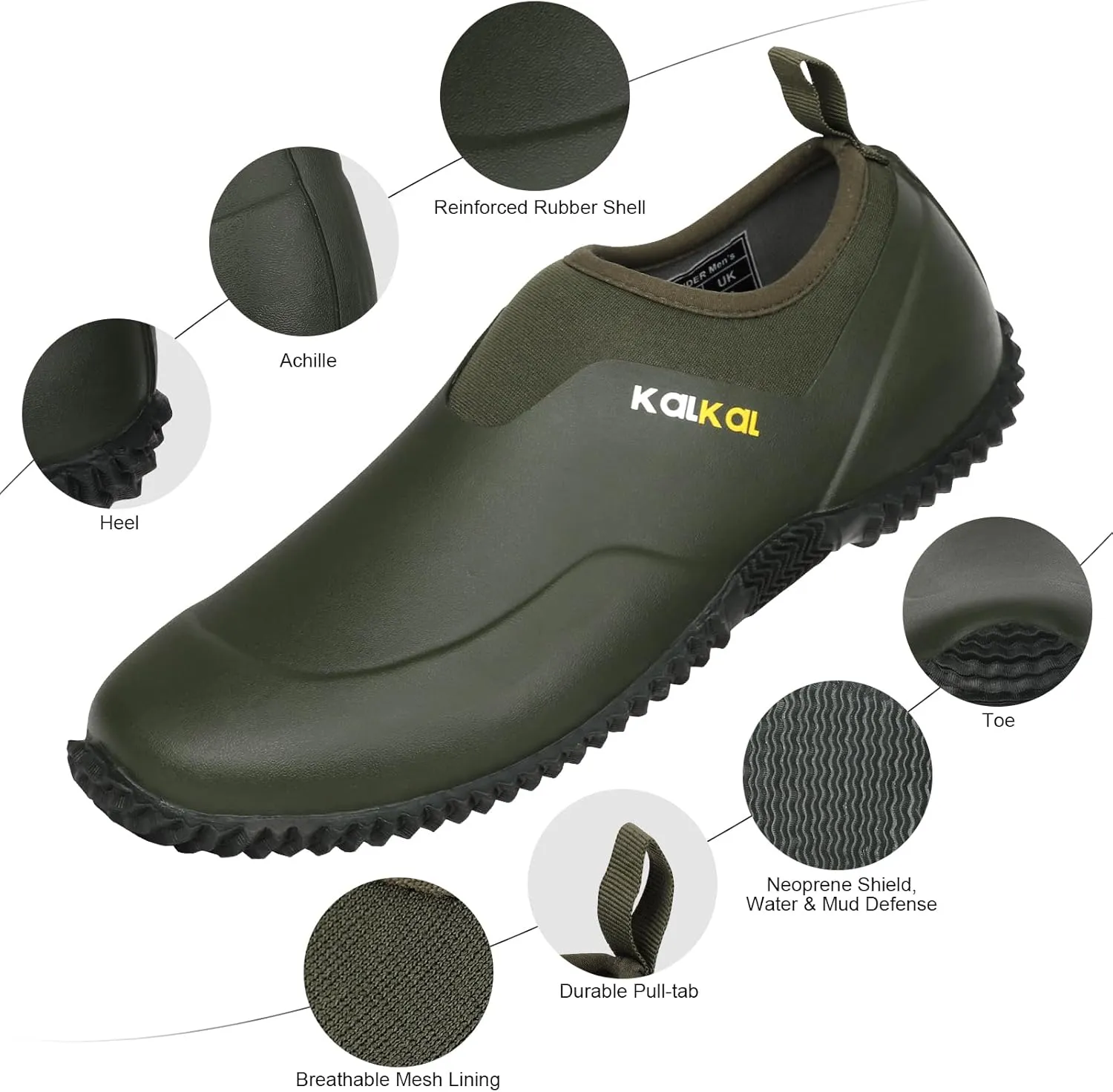 Kalkal Unisex Waterproof Garden Shoes, Men's Garden Boots,Women's Rain Shoes, Neoprene Rubber Footwear for Camping, Lawn Care, Gardening, Car Wash and Yard Work(Size 6-14)