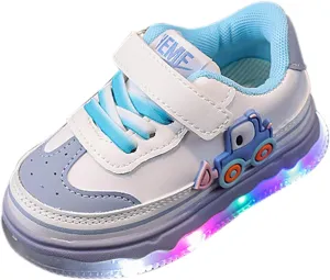 Kids Light Up Flashing Sneaker Athletic Running Shoes Lace-Up Slip-on Sneakers for Boy Girl Outdoor Kids Canvas Shoes