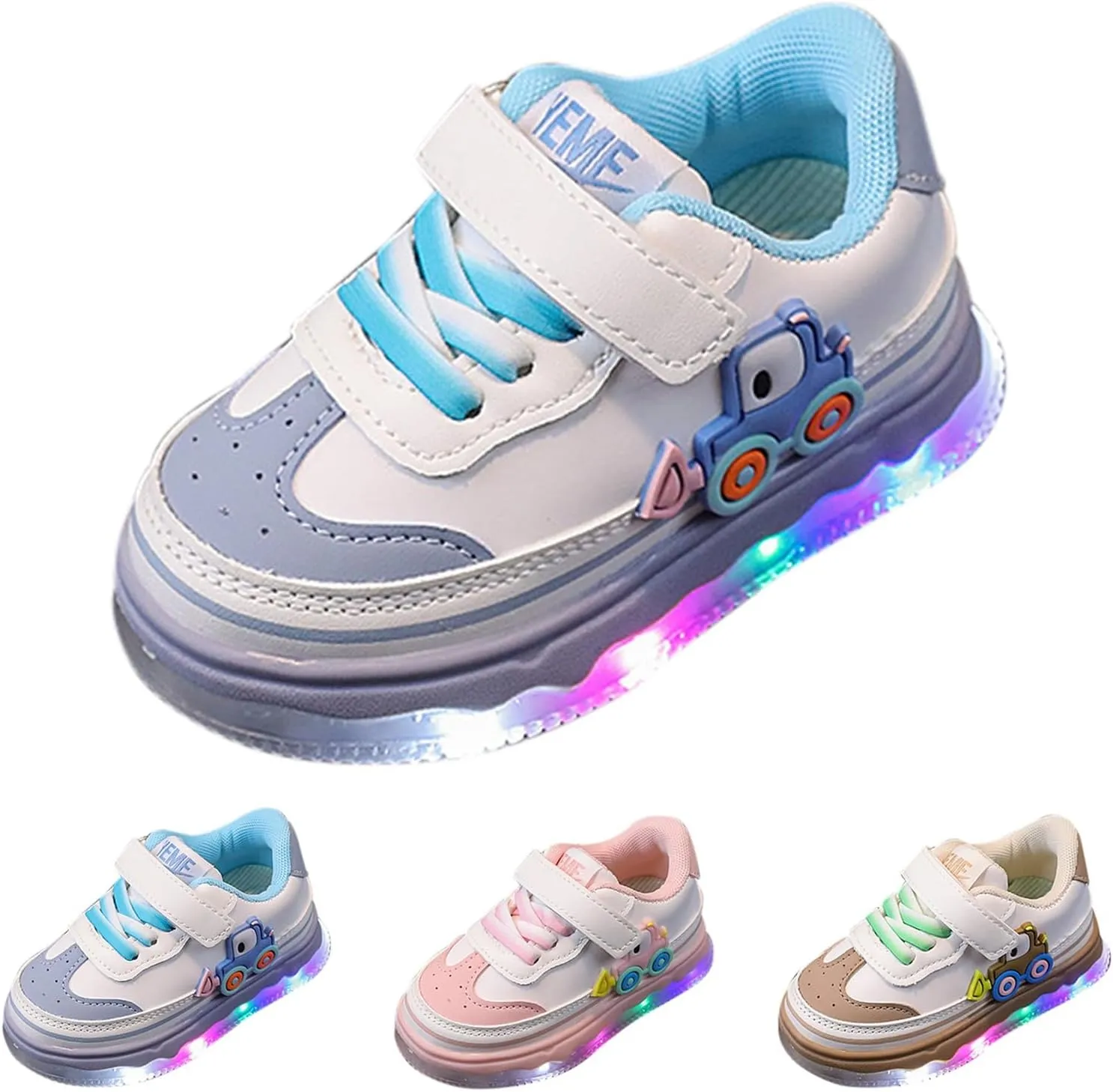 Kids Light Up Flashing Sneaker Athletic Running Shoes Lace-Up Slip-on Sneakers for Boy Girl Outdoor Kids Canvas Shoes