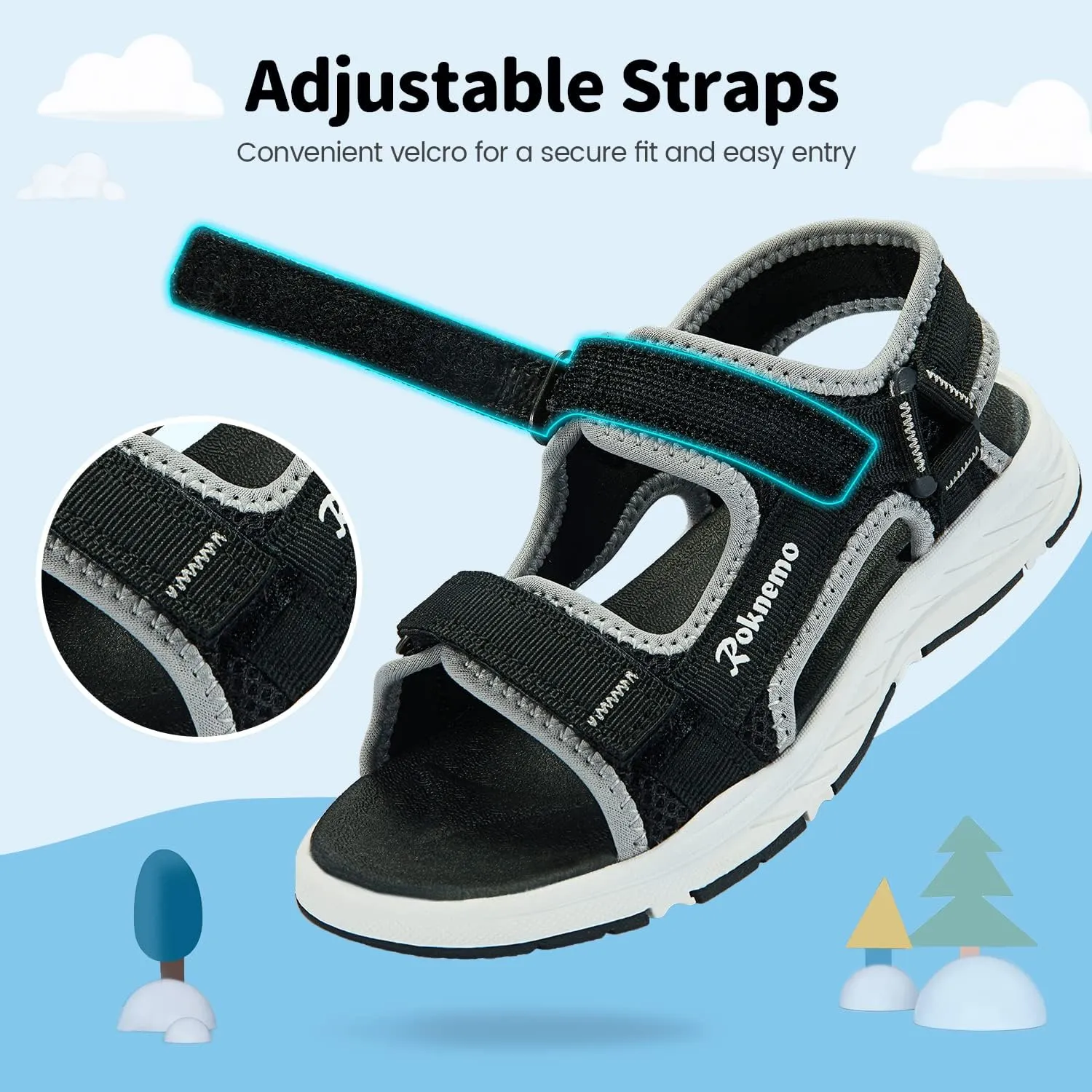 Kids Sandals Boys Girls Athletic Sports Summer Sandals Unisex Open Toe Water Shoes for Beach Hiking Outdoors (Little Kids/Big Kids)