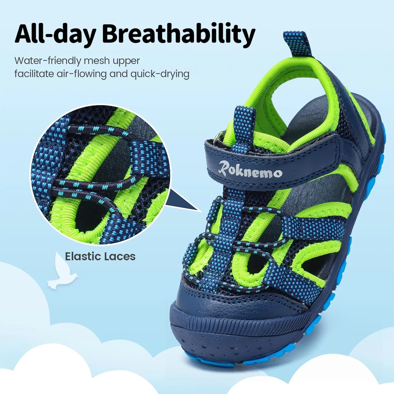 Kids Sandals for Boys & Girls - Athletic Closed-Toe Toddler Water Shoes - Perfect for Summer Beach Hiking Outdoor Sports Unisex Child Sandals (Toddler/Little Kid)