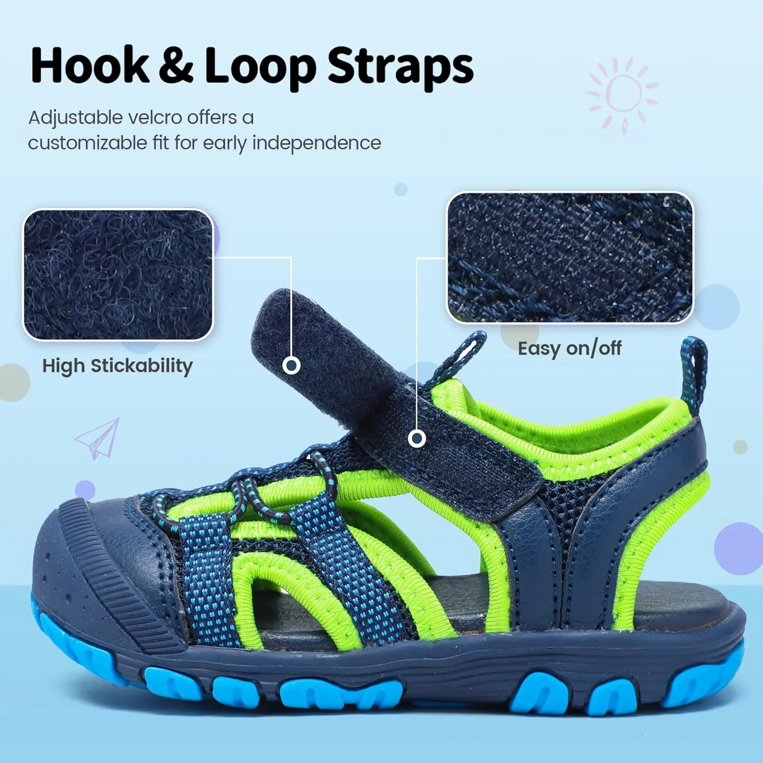 Kids Sandals for Boys & Girls - Athletic Closed-Toe Toddler Water Shoes - Perfect for Summer Beach Hiking Outdoor Sports Unisex Child Sandals (Toddler/Little Kid)