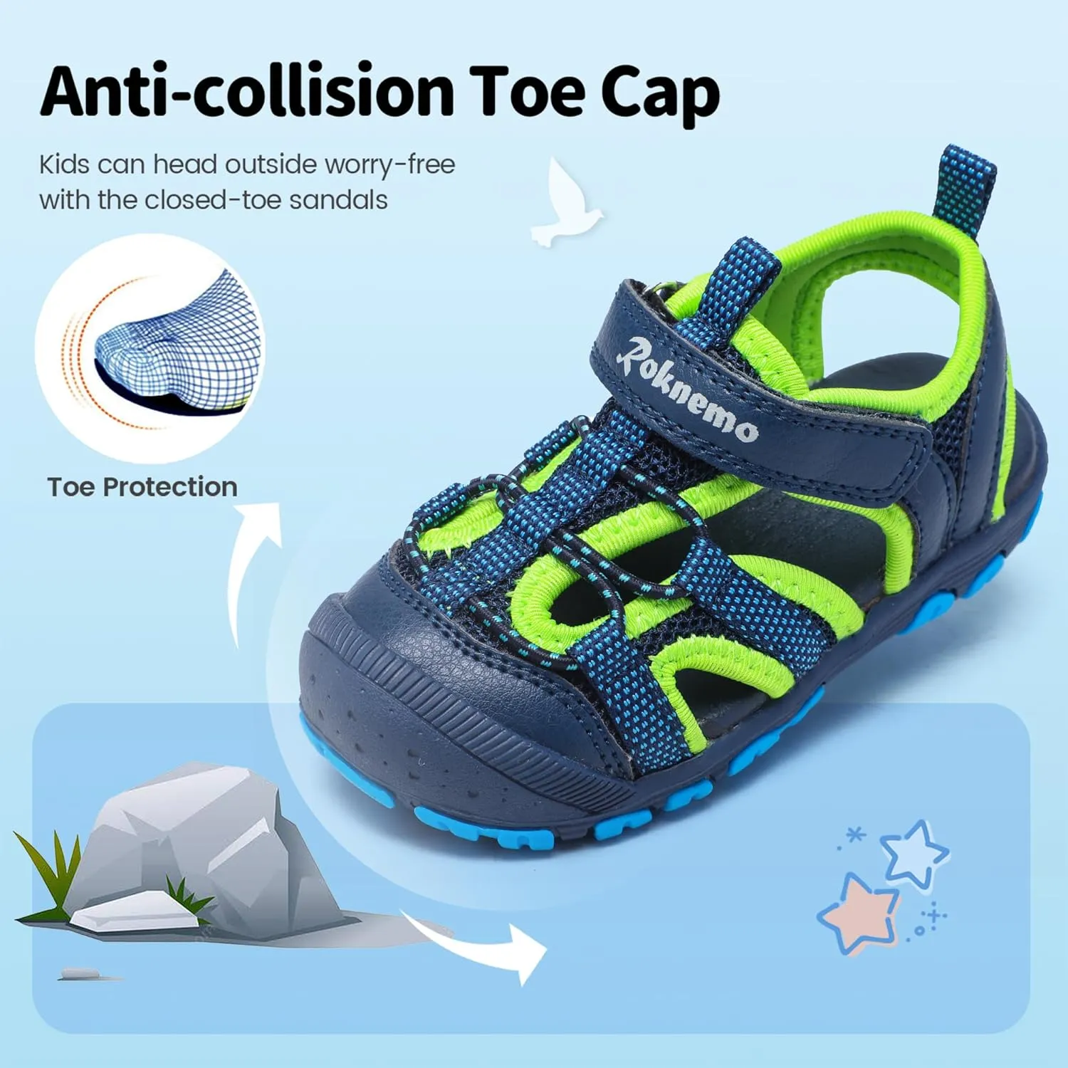 Kids Sandals for Boys & Girls - Athletic Closed-Toe Toddler Water Shoes - Perfect for Summer Beach Hiking Outdoor Sports Unisex Child Sandals (Toddler/Little Kid)