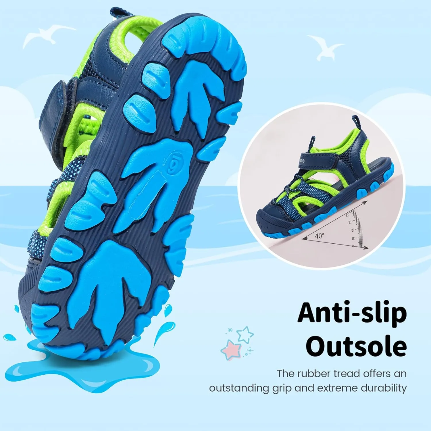 Kids Sandals for Boys & Girls - Athletic Closed-Toe Toddler Water Shoes - Perfect for Summer Beach Hiking Outdoor Sports Unisex Child Sandals (Toddler/Little Kid)