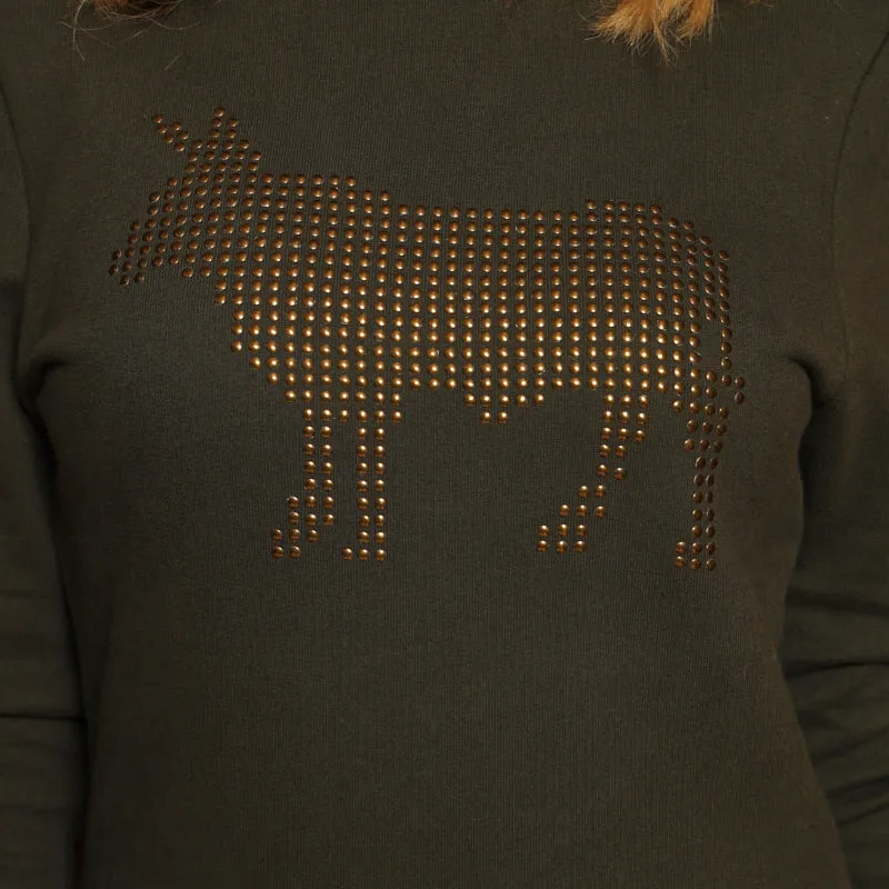 Kingsley Studded Nguni Sweat Dress - Fatigue