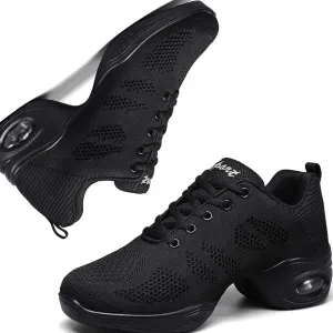 Ladies Jazz Shoes Lace Up Mesh Sneakers - Breathable Cushion Ladies Split Sole Sports Walking Dance Shoes Thick Sole (6,D)