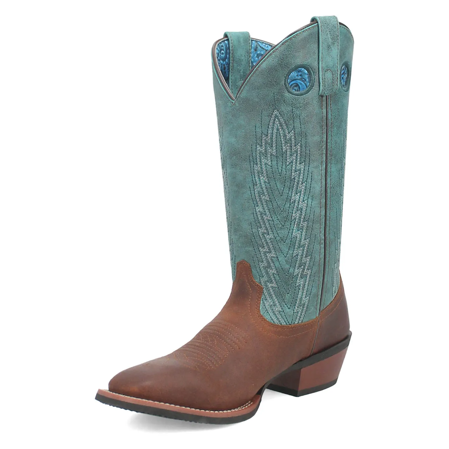 Laredo Womens Sable Brown/Turquoise Leather Cowboy Boots
