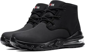 LARNMERN Mens Non Slip Shoes Food Service Work Waterproof Side Zipper Chukka Boots Air Cushion Mid Top Casual Botas Hombre Trabajo Black
