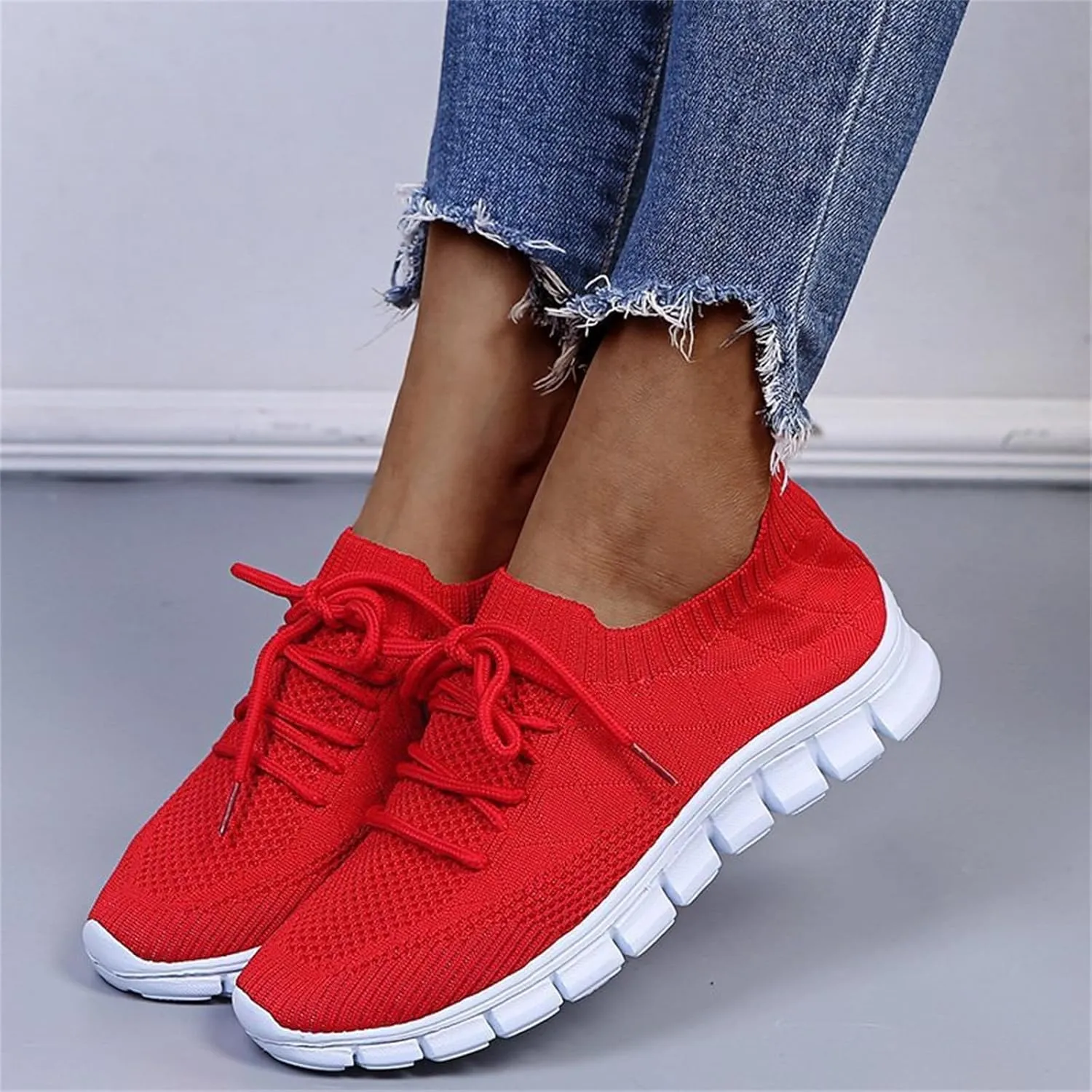 Lausiuoe Sneakers For Women Walking Shoes Slip On Comfort Light Weight Mesh Tennis Shoes Casual Sneakers for Gym Work