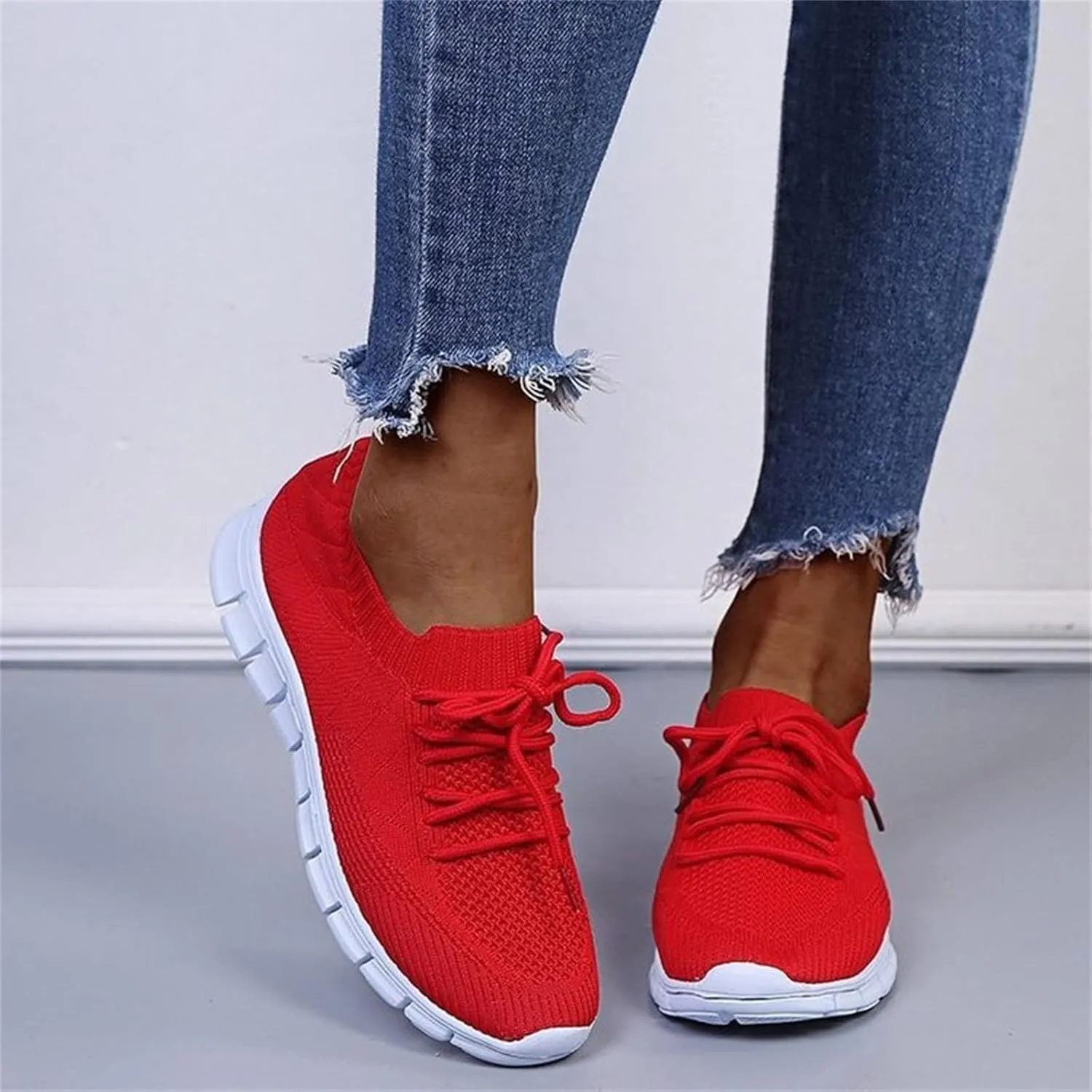 Lausiuoe Sneakers For Women Walking Shoes Slip On Comfort Light Weight Mesh Tennis Shoes Casual Sneakers for Gym Work