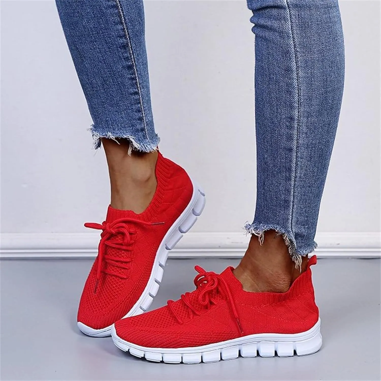 Lausiuoe Sneakers For Women Walking Shoes Slip On Comfort Light Weight Mesh Tennis Shoes Casual Sneakers for Gym Work
