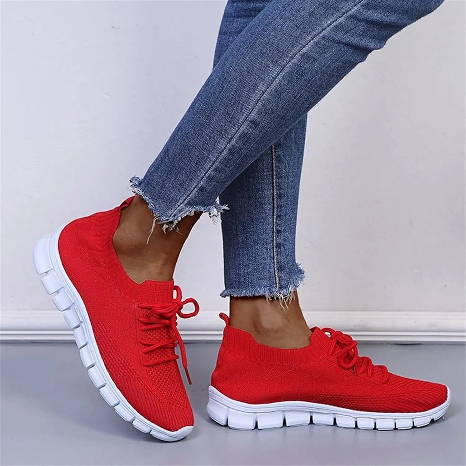 Lausiuoe Sneakers For Women Walking Shoes Slip On Comfort Light Weight Mesh Tennis Shoes Casual Sneakers for Gym Work