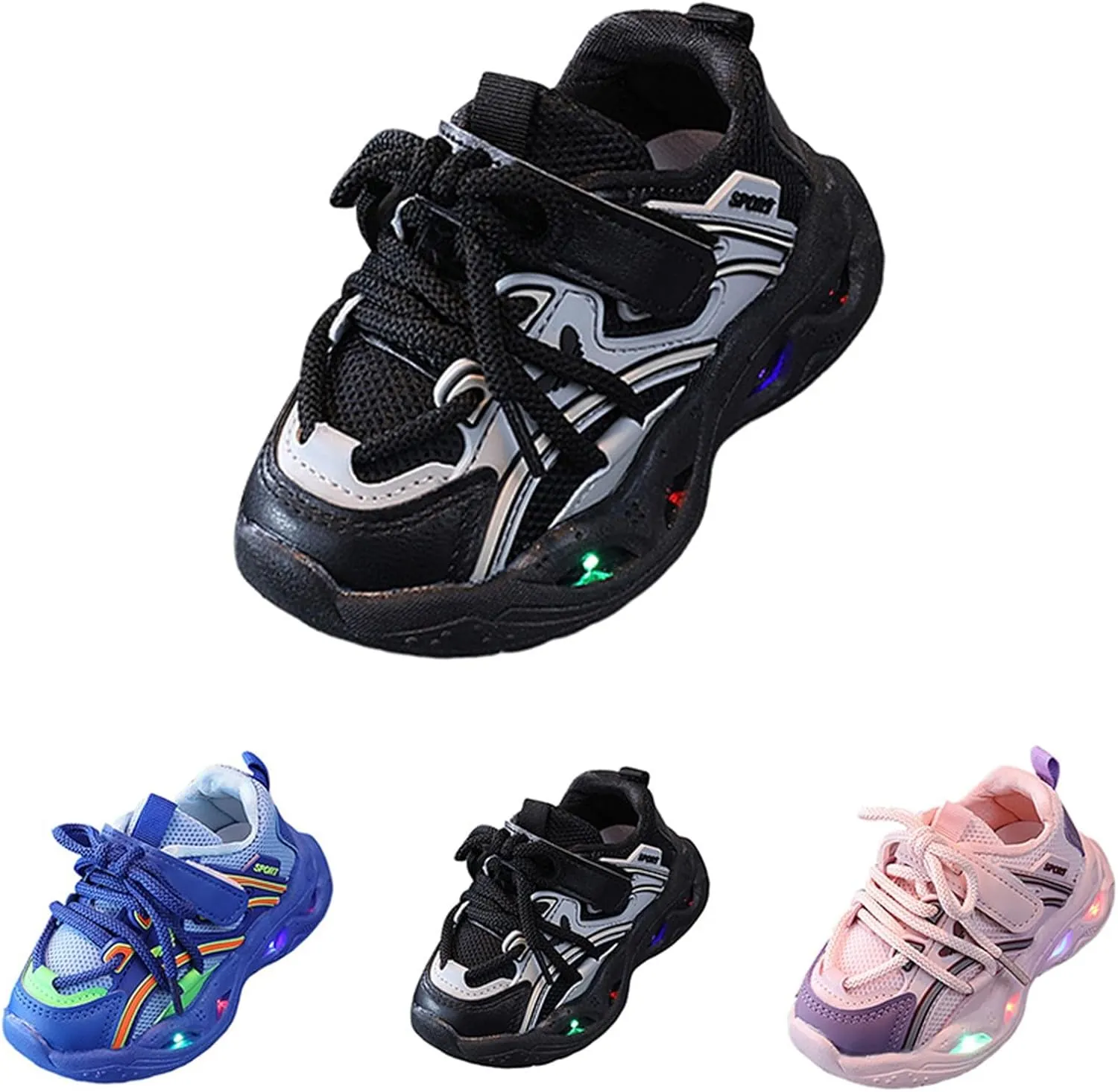 Light Up Toddler Boys Girls Shoes Flashing Lightweight Tennis Walking Sneakers Breathable Sport Shoes for Kids