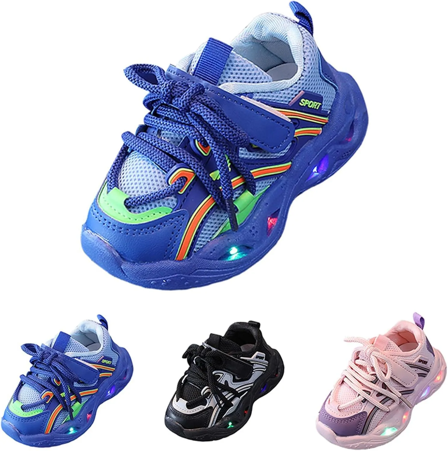 Light Up Toddler Boys Girls Shoes Flashing Lightweight Tennis Walking Sneakers Breathable Sport Shoes for Kids