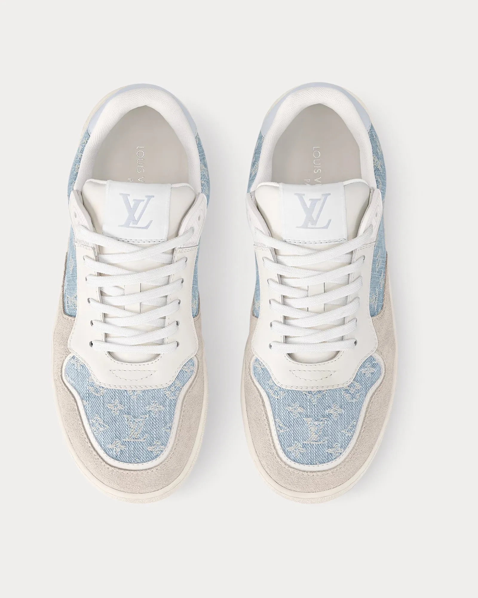 LV Stadium White / Light Blue Low Top Sneakers