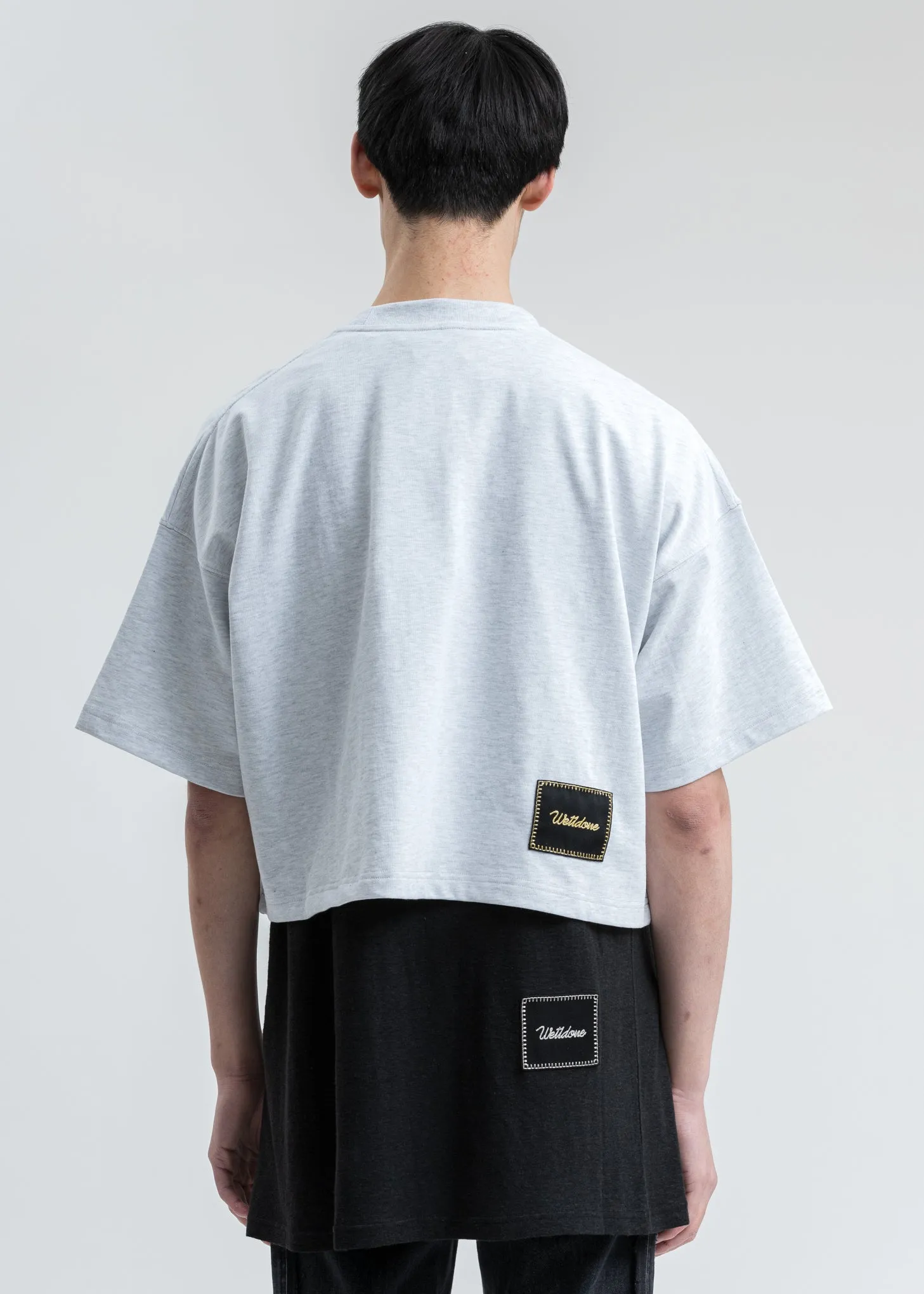 Melange Grey We11done Print Cropped T-Shirt