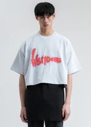 Melange Grey We11done Print Cropped T-Shirt
