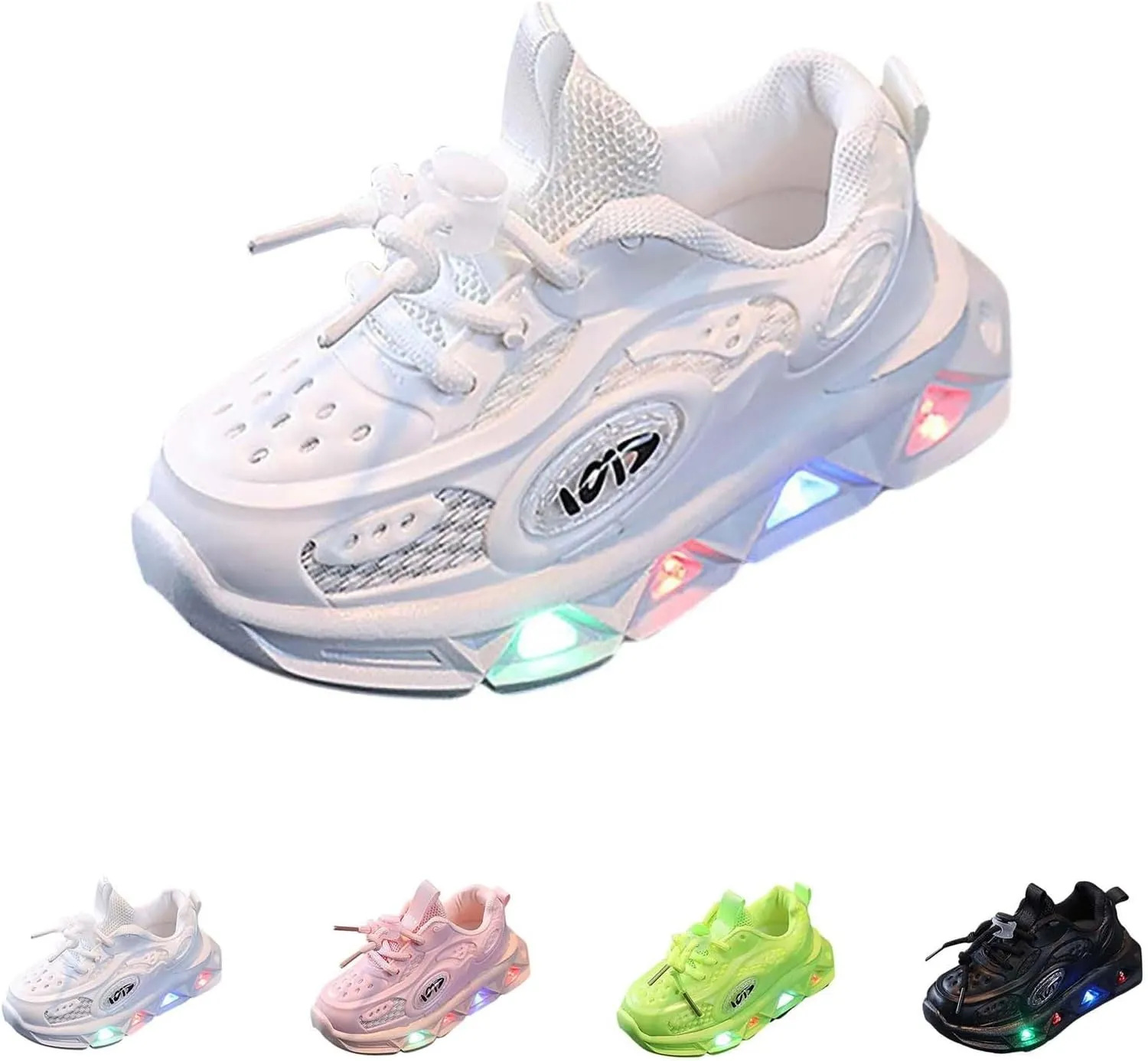 Memory Foam Light Up Sneaker for Toddler Baby Boys Girls Mesh Lace-Up Breathable Led First Walking Sport Shoes Non Slip