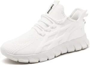 Men Walking Gym Slip On Workout Athletic Tennis Running Shoes Fashion Sneakers Lightweight Breathable Sport Jogging Casual Shoe White Size 6.5